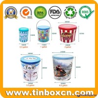 Empty 0.5/1/2/3.5/6.5 Gallon Popcorn Tin Can For Metal Tin Container Supplier