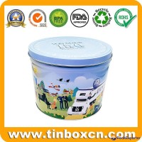 Manufacturer 2 Gallon Popcorn Tin Bucket With Lid For Christmas Holiday Sale