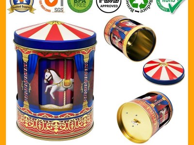 China Factory Carousel Music Tin Box For Chocolate Candy Christmas Gifts