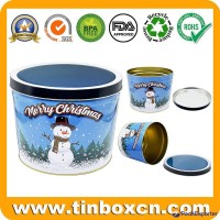 2 Gallon Christmas Popcorn Tin For Food Tin Container Metal Bucket Supplier