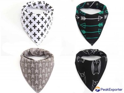 Hot selling fashion printing cotton baby bandana drool bibs