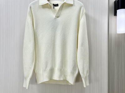Zegna Cashmere Polo Sweater for Men Fashion Knitted structured check sweater