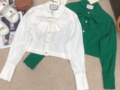 Early autumn 2022 new Big bow decoration short shirt original custom rayon rayon
