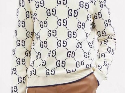 Logo Jacquard Cotton Sweater Men Wool GG Sweatershirt