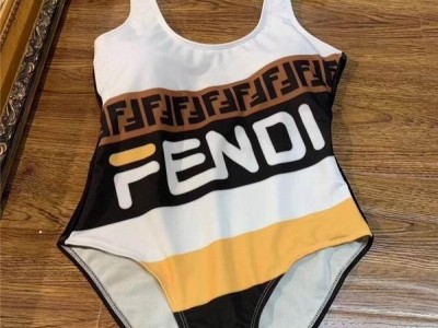 tobacco brown one-piece FF logo swimsuit Swimwear Bikinis online 2019