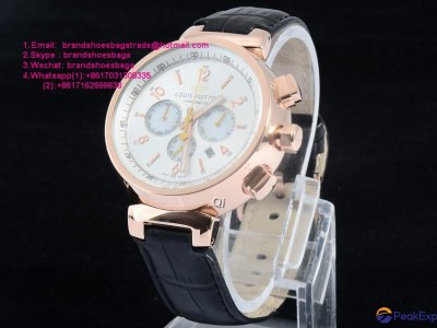 atches               Tambour Moon GMT Black Stainless Watch Rubber Strap Q11