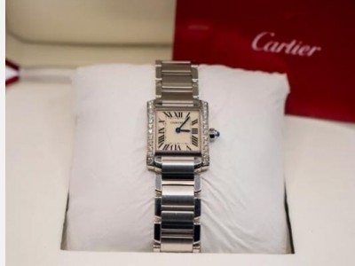 CARTIER W4TA0008 Tank Française SM Side Diamond Quartz Ladies Watch G1031 swiss