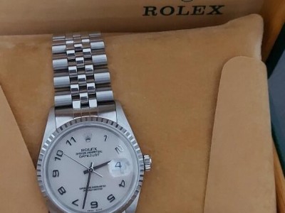 Rolex Datejust Auto. Ivory 36mm Steel White Gold Mens Jubilee Khanjir Logo 16220