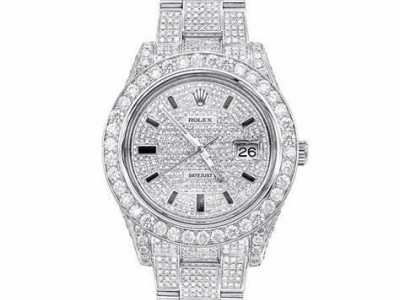Rolex Men's Datejust 41mm Steel Watch Iced 12ct Diamonds Roman Oyster Ref 116300