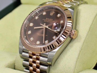 Rolex Datejust 41mm 126331 Jubilee 18K Rose Gold /SS Diamond Dial Watch men sale