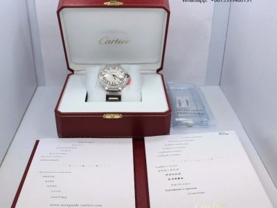 Cartier Ballon Bleu W69012Z4 2.25CT Diamond Bezel 42MM XL Size Steel Watch NEW