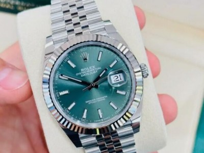 Rolex Datejust 41mm 126334 Mint Green Jubilee White Gold Bezel Watch buy luxury