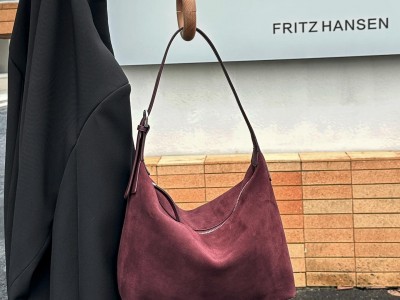 Female nubuck leather underarm bag
