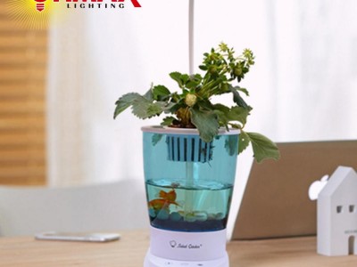 OHMAX Smart Self-cleaning Aquaponics Fish Tank With Hydroponic Pot & Desk Lamp