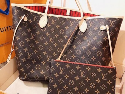 Designer Tote Handbag Neverfull MM Monogram Canvas     cons Women