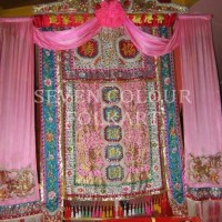 Embroidered banner with flying fish
