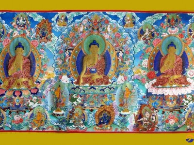 Three holy regong thangka, Tibetan Buddhism in the west
