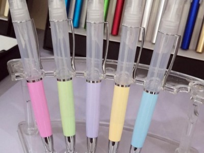 Ballpoint pen with spray bottle for hand sanitizer, alcohol hand sanitizer pens