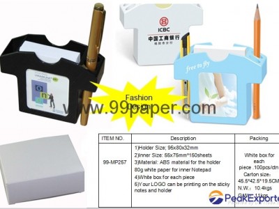 Notepad with plastic holder