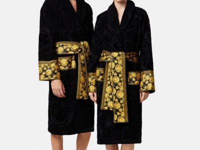 Baroque Robe loungewear Long sleeves Women Men luxury cotton bathrobe