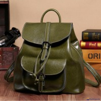 Female oil wax leather backpack