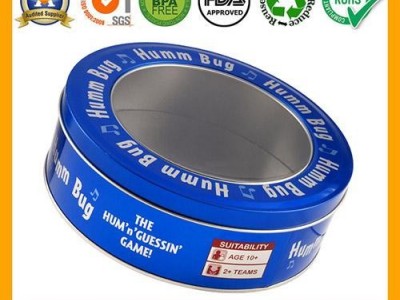 Round custom tin box metal tin can with transparent PVC window