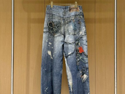 Jeans, printed printing jeans, straight jeans, women's jeans, men's jeans, whole