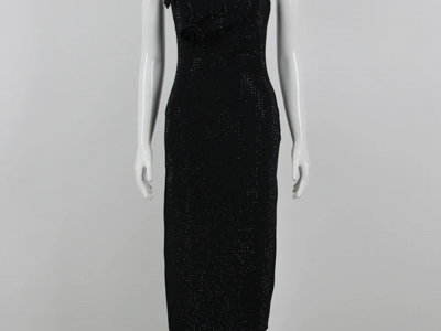 Elegant Diamond Rhinestone Irregular Dresses Female Slim Split Bodycon Hollow