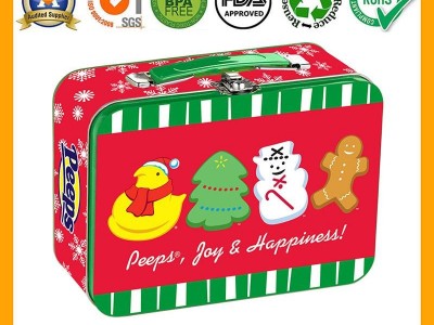 Lunch Tin Factory Christmas Lunch Tin Box With Handle For Holiday Decorative Tin