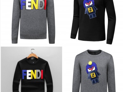 Sweater       FF Men Round Neck Long Sleeve Clothes