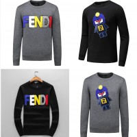Sweater       FF Men Round Neck Long Sleeve Clothes