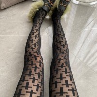 Streetwear Fashion Tights for Women Stripes Cross & Wing Printed Pattern Hosiery