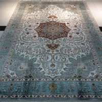 Light green 6x9ft handmade Persian silk carpet for living room