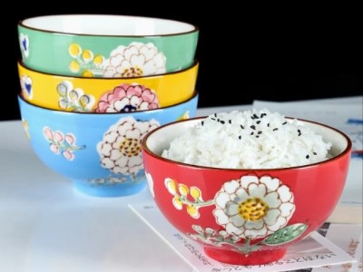 Hand-Painted Ceramic Western Style Pastoral Dessert Breakfast Rice Noodle Bowl