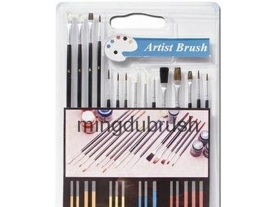 Nickel-Plated Brass Artist paint Brush Set with Colored Wooden Handle (#55500)