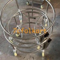 Round shape drum cart with 4 wheels and gong handle
