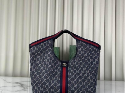 Giglio large tote bag in blue and white GG denim large handbags