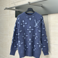 Monogram Flower Bouclette Jacquard Pullover     lue Sweaters