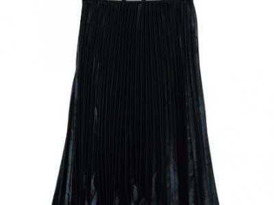 LADIES PLEATED SATEEN SKIRT WITH LUREX DESIGN BELT