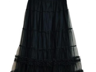 LADIES TIERED RUFFLE MESH KNIT SKIRT