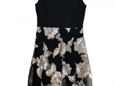 LADIES MIDI FIT AND FLAIR DRESS WITH SOUTACHE SKIRT