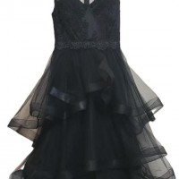 LADIES CASCADE RUFFLE MESH KNIT DRESS