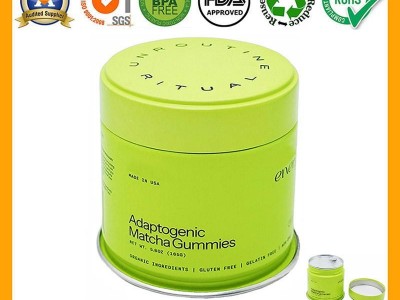 Chinese Factory Green Tea Matcha Gummies Can Airtight Screw Lid Seal Tins