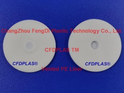 Vented PE foam Liners for bottles and containers