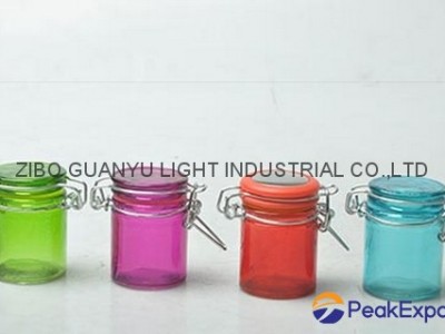 colored mini glass jar with clip top,40ml