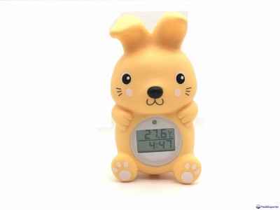 Rabbit baby bath thermometer with clock